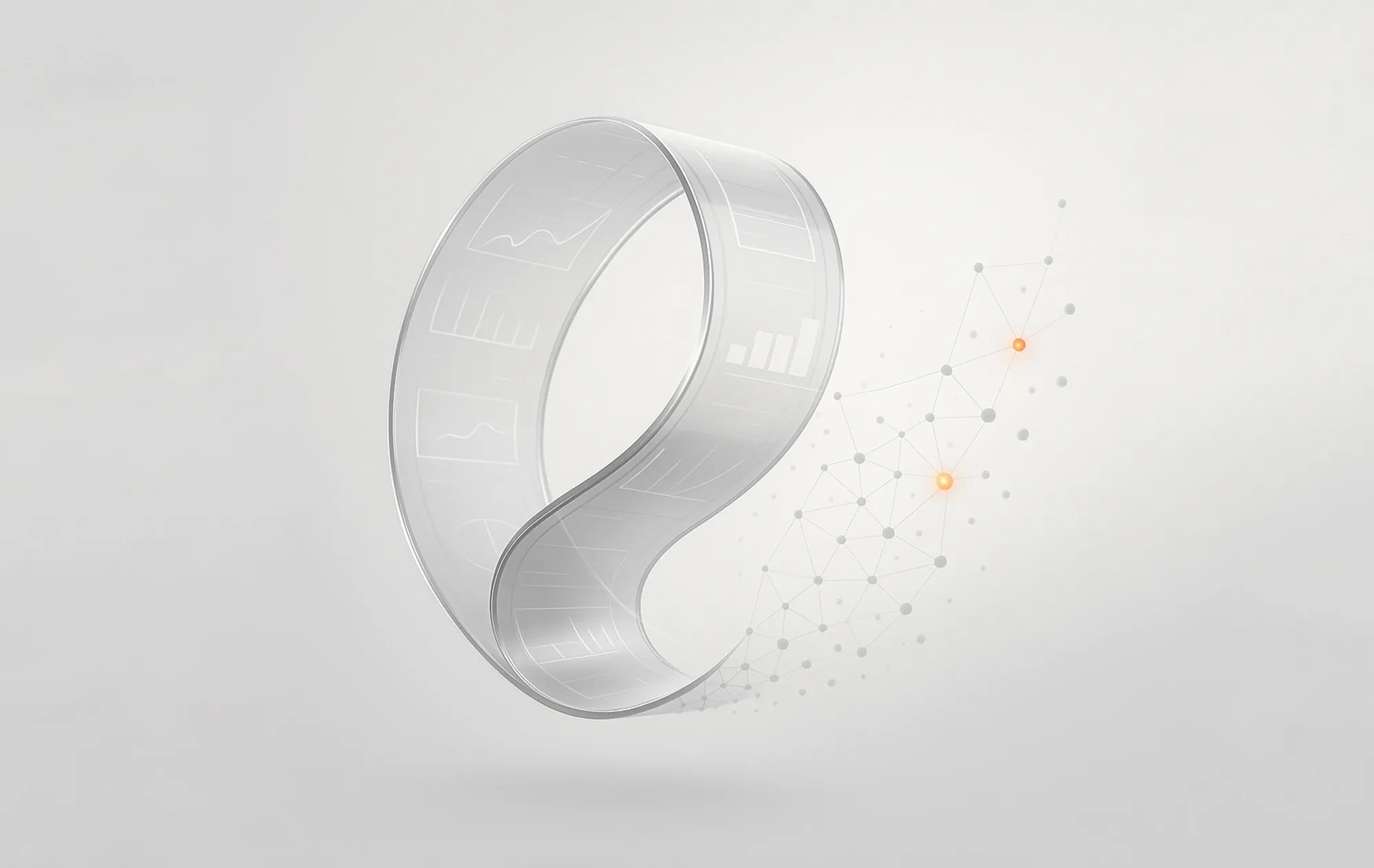 A translucent twisted loop with subtle chart graphics, evoking advanced search engine optimization analytics and reporting.