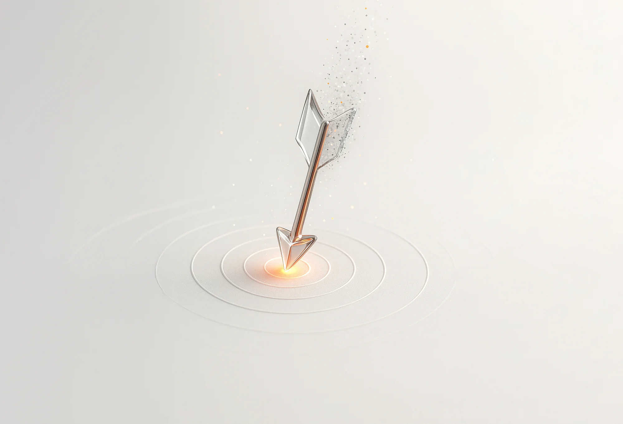 Advanced targeting in YouTube Advertising shown as a glass arrow striking a glowing bullseye.