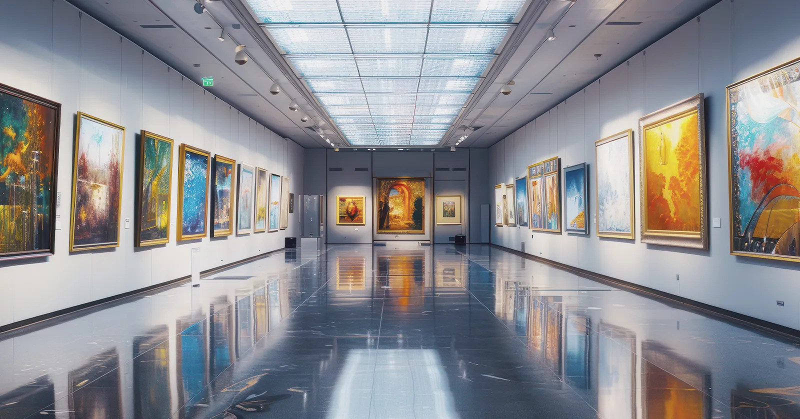 Art gallery with vivid paintings, highlighting our case study on Instagram page management for visual arts.
