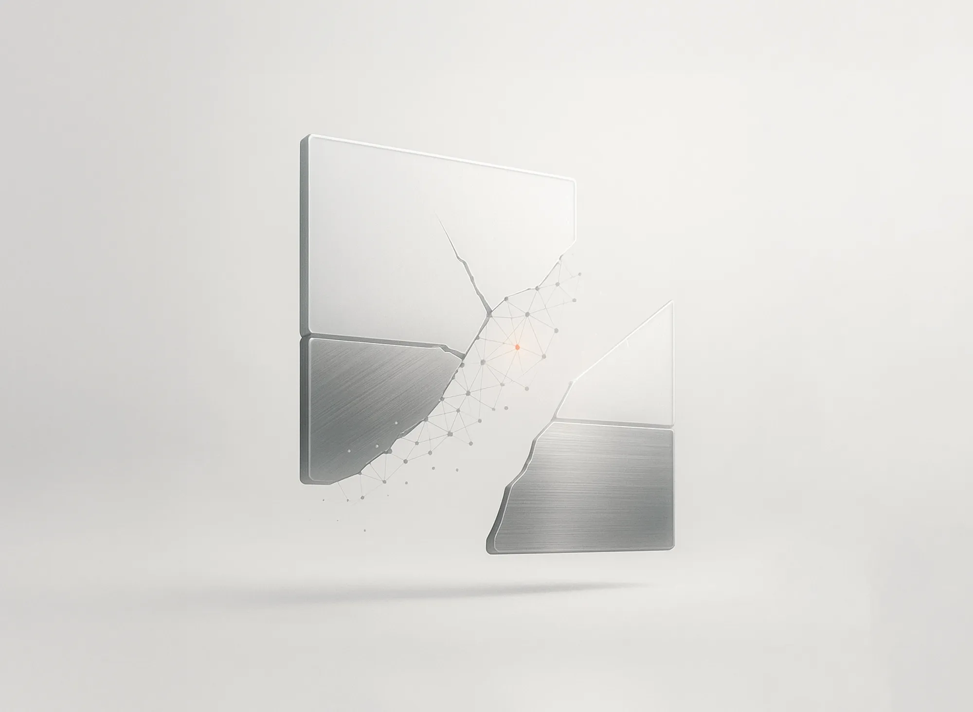 A cracked metallic tile being restored, representing website repair services and technical SEO issue solutions.