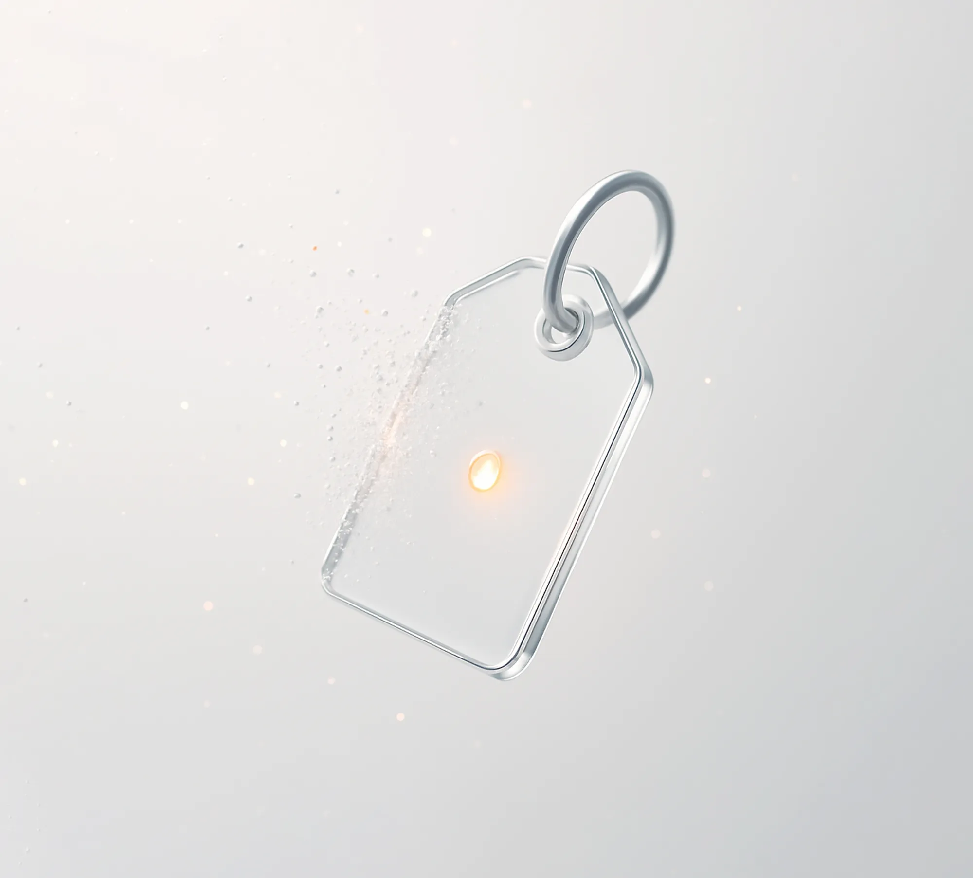 Transparent key tag with glowing center, symbolizing the strategic impact of remarketing ads.