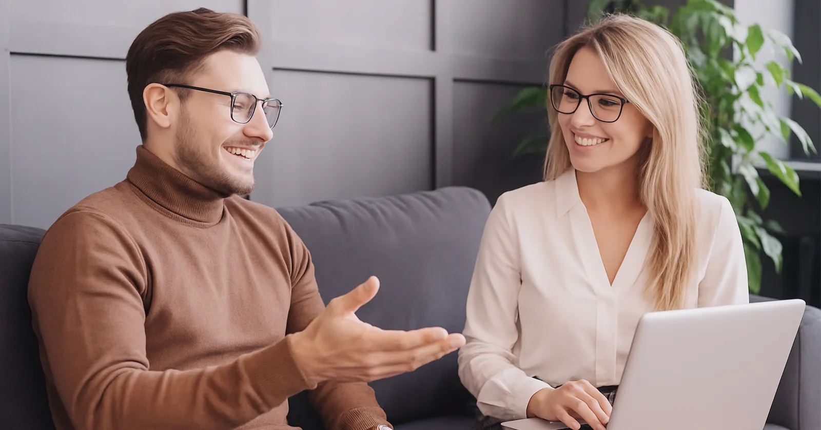 Sales consultation between two professionals, symbolizing our lead generation success with Meta ads.