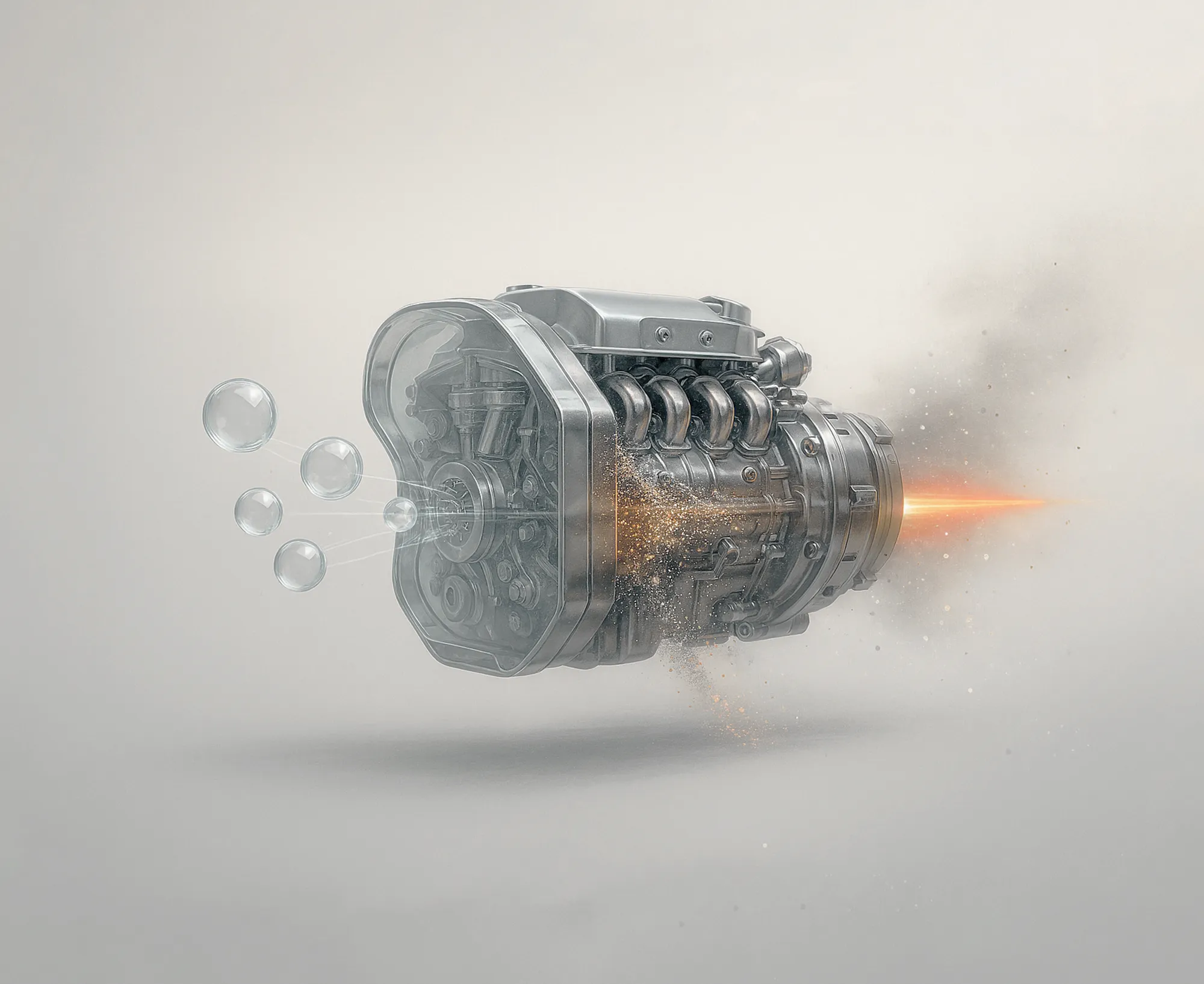 A metallic engine sends out bubbles, illustrating how Google Search Ads drive lead generation and business growth.