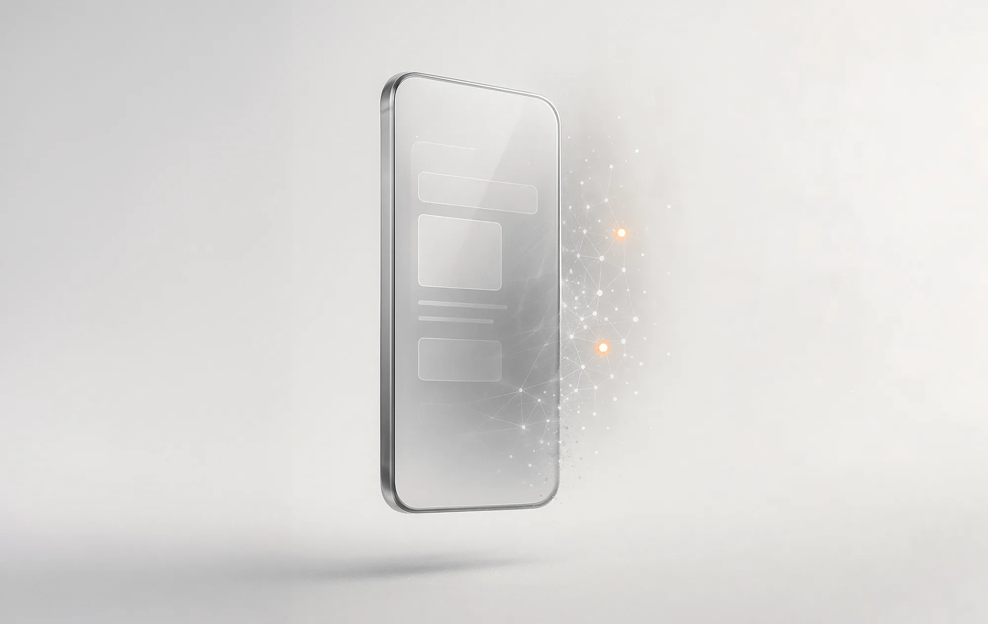 A transparent smartphone, illustrating the importance of responsive design and user experience (UX) in SEO.